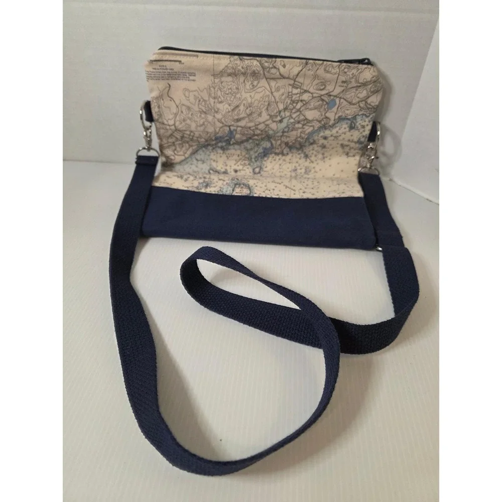 Not For Navigation Crossbody Bag‎ Medium Blue Manchester Bay Excellent Map Print